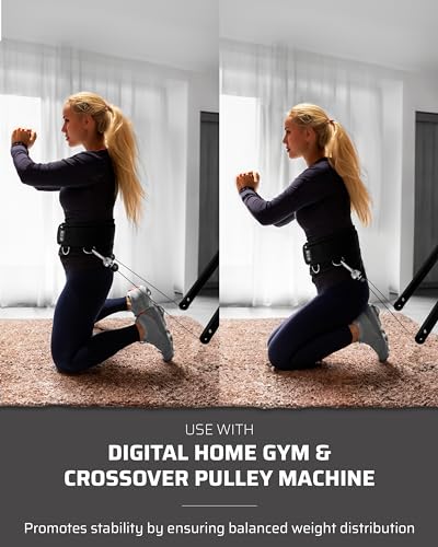 THEFITGUY Multi-Attachment Belt for Cable Machine and Smart Home Gym Squats and Hip Thrusts, 5 Attachment Points for Optimal Weight Distribution, 2 Straps (40” & 27”) and 3 Metal Snap Hooks Included - Image 3