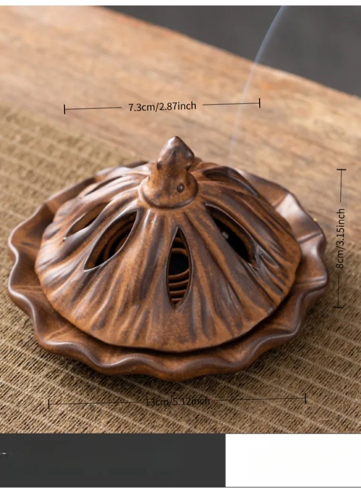 Ceramic Lotus Seed Pod Incense Burner, Traditional Chinese Style Censer for Bakhoor/Oud, Home & Festival Decor Gift - Image 4