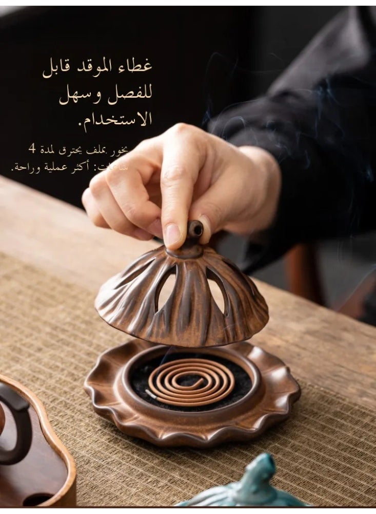 Ceramic Lotus Seed Pod Incense Burner, Traditional Chinese Style Censer for Bakhoor/Oud, Home & Festival Decor Gift - Image 3