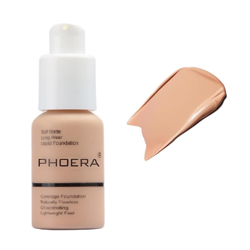 WFWJ PHOERA Foundation,Flawless Soft Matte Liquid Makeup,24 HR Oil Control Concealer Makeup, Full Coverage Foundation for Women and Girls (103 Warm peach) - Image 1