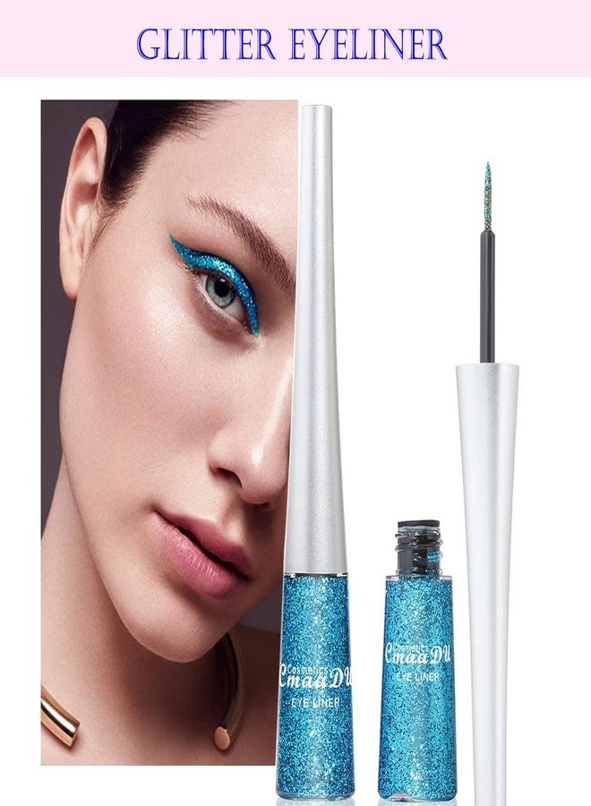 Aseawave 16 Colors Liquid Glitter Eyeliner Set, Metallic Shimmer Glitter Eyeshadow, Colorful Rainbow Eyeliner Long Lasting Waterproof Face Lips Art for Party Festival Makeup - Image 2