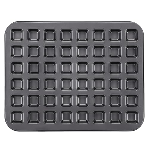 Beasea Mini Brownie Bite Pan with Dividers 1 Pack 48 Mini Small Tiny Cup All Edges Non Stick Square Cupcake Baking Sheet Tin Tray Carbon Steel Bakeware Individual Cutter Baking Pan Black - Image 1