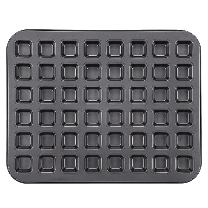 Beasea Mini Brownie Bite Pan with Dividers 1 Pack 48 Mini Small Tiny Cup All Edges Non Stick Square Cupcake Baking Sheet Tin Tray Carbon Steel Bakeware Individual Cutter Baking Pan Black - Image 2
