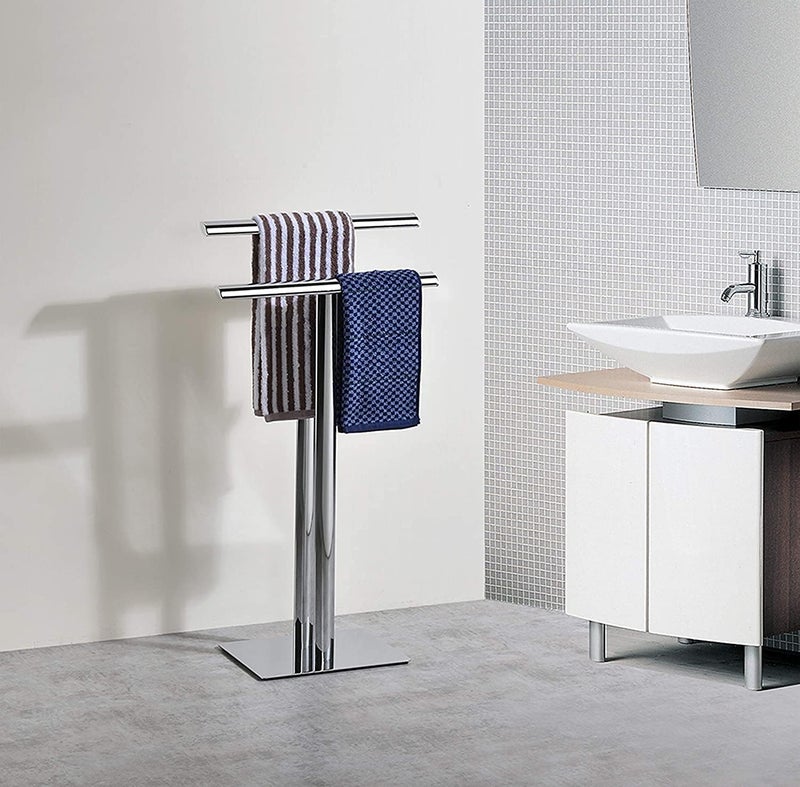 Indian Decor 28809 Metal Modern FreeStanding Towel Rack Stand Chrome  - Image 2