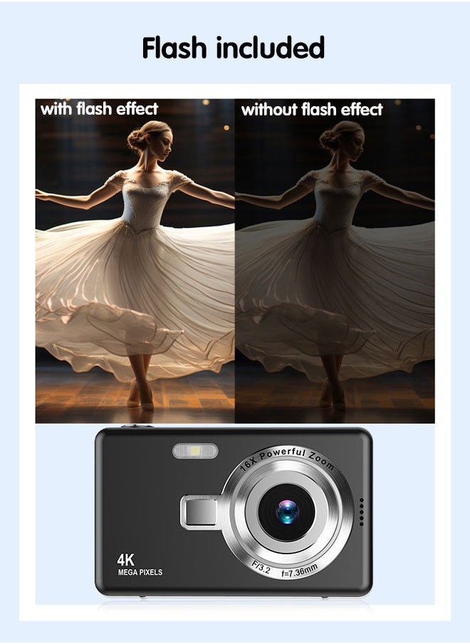 Super ZYouth Digital Camera for Kids, Anti Shake Video Camera with 16X Zoom & 1080P, Point and Shoot Camera 32GB TF Card, Compact Small Camera for Boys Girls, Black  - Image 3
