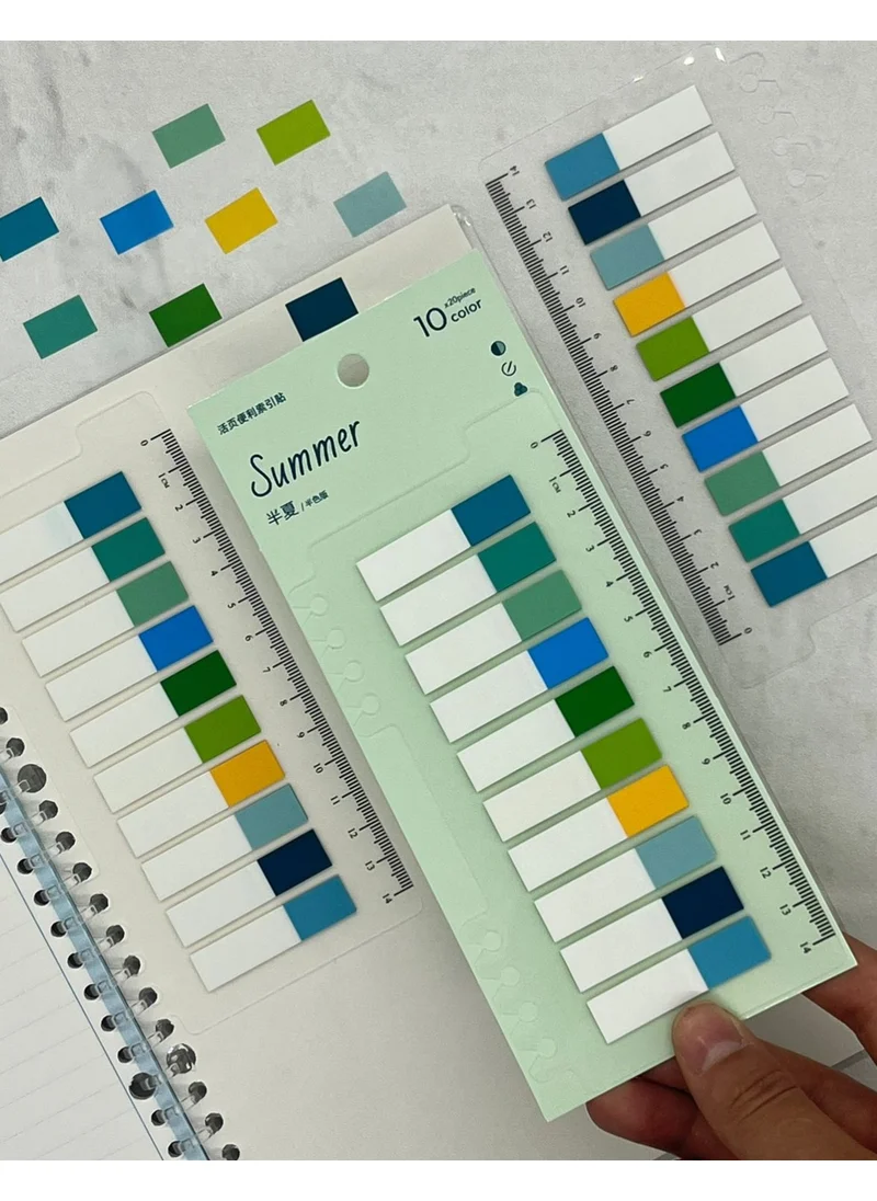 Kağıt Gemi Dükkan Paper Ship Shop 10 Half Colored Ruler Summer Transparent Pet Index / Index Sticker / Sticky Note / Post-It