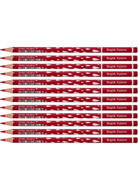 Drop Patterned Red Colored Pencil 12 Pack