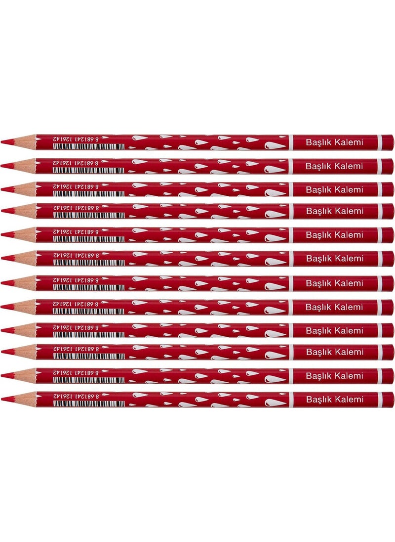 Drop Patterned Red Colored Pencil 12 Pack