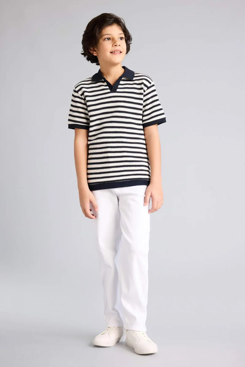 ديفاكتو Boy Regular Fit Apache Collar Polo T-Shirt