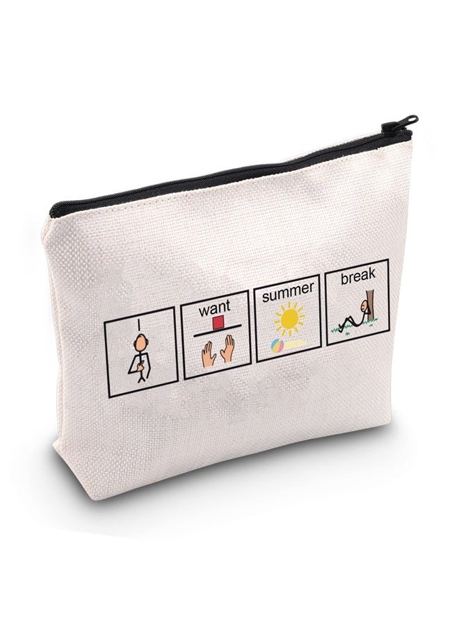 JXGZSO Funny Special Education Teacher Makeup Bag BCBA Speech Therapist Behavior Tech RBT Appreciation Gift (summer break BAG) - Image 1