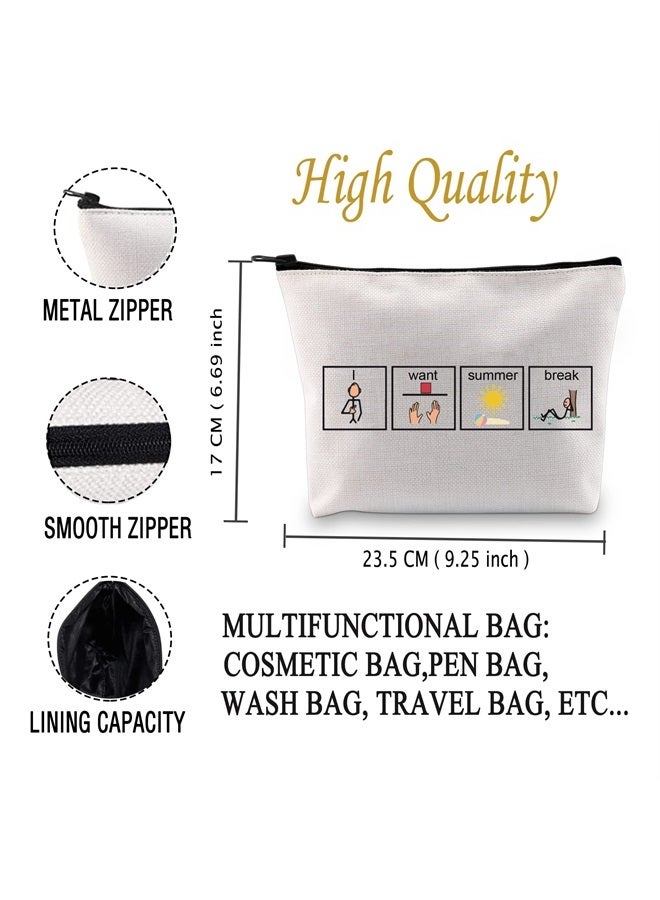 JXGZSO Funny Special Education Teacher Makeup Bag BCBA Speech Therapist Behavior Tech RBT Appreciation Gift (summer break BAG) - Image 2
