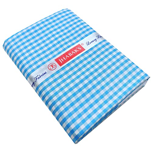 JHABAK'S Unstitched Polyester Checkered Shirt & Trouser Fabric - 2.25 mtr Shirt Cloth - 1.20 mtr Pant Piece (Big Blue) - Image 3