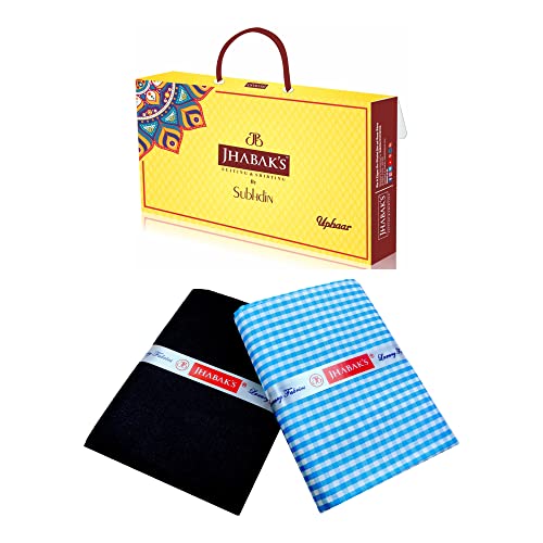 JHABAK'S Unstitched Polyester Checkered Shirt & Trouser Fabric - 2.25 mtr Shirt Cloth - 1.20 mtr Pant Piece (Big Blue) - Image 1