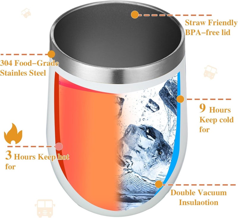 Rtteri Bus Driver Appreciation Gifts  6 Pcs Set with 3 Stainless Steel Keychains 3 Tumbler Cups 12 oz Lid  Straw for School Bus Drivers  Back to School Present - Image 4