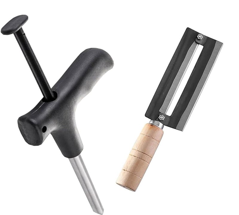 Baskety Sugarcane and Coconut Peeler Combo Pack for Enjoying Sugarcane and Coconut without Any Hard work (Black) - Image 1
