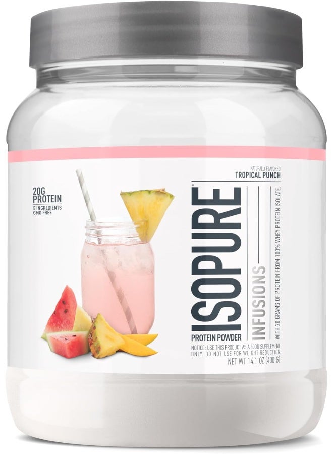 Isopure مسحوق البروتين، بروتين واي معزول شفاف، مشروب استعادة بعد التمرين، خالي من الجلوتين مع صفر سكر مضاف، نكهات - بانش استوائي، 16 حصة - Image 1