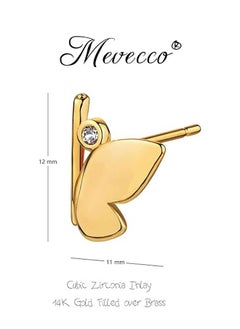Mevecco Women Huggie Hoop Earrings Gold Ear Stud Cuff 14K Gold Filled Small Boho Beach Simple Delicate Handmade Hypoallergenic Jewelry Gift  - Image 2