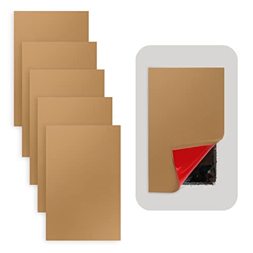Rubber Bond Self-Adhesive Rubber Wall Outlet Cover Plate 5 Pack - Easy to Apply Peel & Stick Drywall Hole Patch - 5x3 Inch Screwless Blank Wall Plate Cover - Premium Rubber Wall Hole Cover (Brown) - Image 1