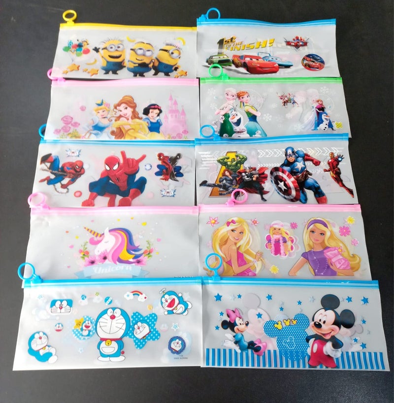 Gifting Square Plastic Cartoon Stationery Zip Pouch for Pen Pencil and Multi Utility Best for Return Gifts (Design 11 Mix, Pack of 12),Multicolor - Image 2