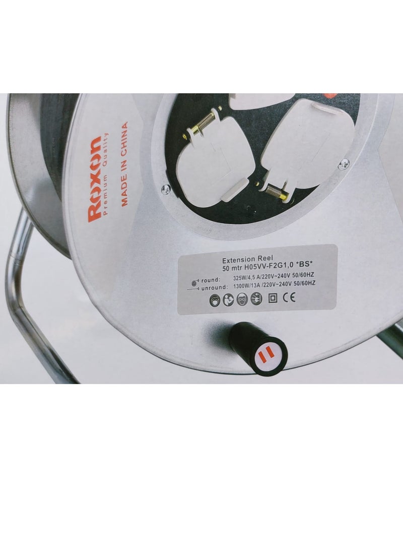 روكسون بكرة تمديد كابل فضي 50 متر روكسون - Image 3