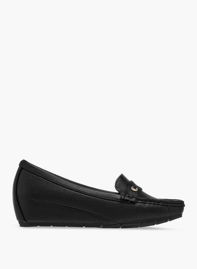 Le Confort Women Textured Slip-On Loafers with Wedge Heels
