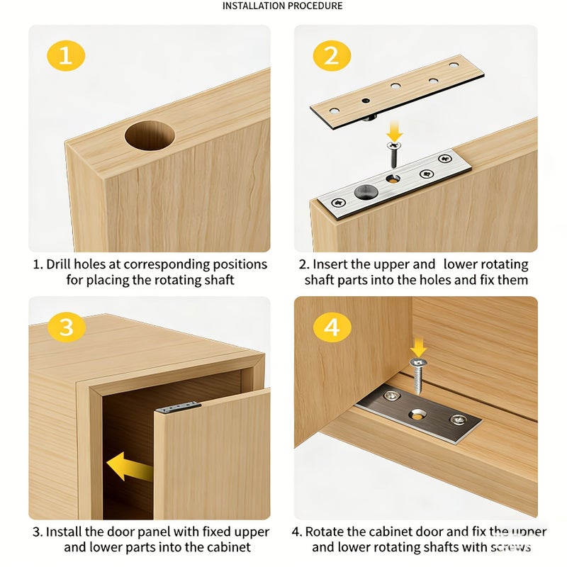 6pcs Heavy Duty 360 Degree Rotation Pivot Hinges Stainless Steel Concealed Door Hinges with Brush Finish - Image 5