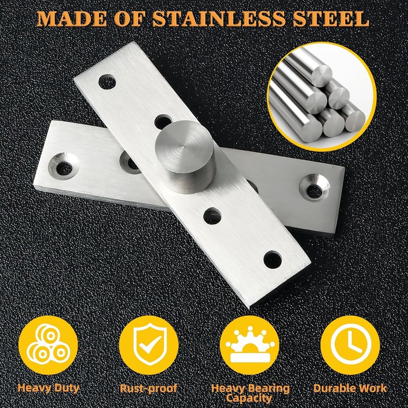6pcs Heavy Duty 360 Degree Rotation Pivot Hinges Stainless Steel Concealed Door Hinges with Brush Finish - Image 1