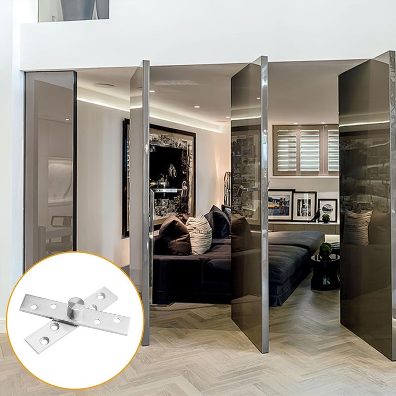 6pcs Heavy Duty 360 Degree Rotation Pivot Hinges Stainless Steel Concealed Door Hinges with Brush Finish - Image 3