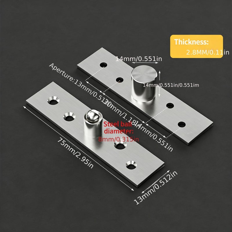 6pcs Heavy Duty 360 Degree Rotation Pivot Hinges Stainless Steel Concealed Door Hinges with Brush Finish - Image 2