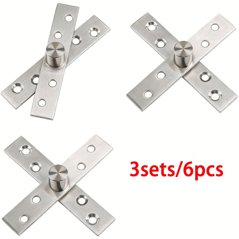 6pcs Heavy Duty 360 Degree Rotation Pivot Hinges Stainless Steel Concealed Door Hinges with Brush Finish - Image 4