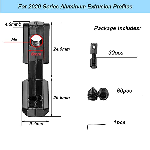 IXGNIJ 30Sets 2020 Corner Bracket L-Type Internal Connectors for 2020 Series 6mm Slot Aluminum Extrusion Profile Accessories(Black) - Image 2