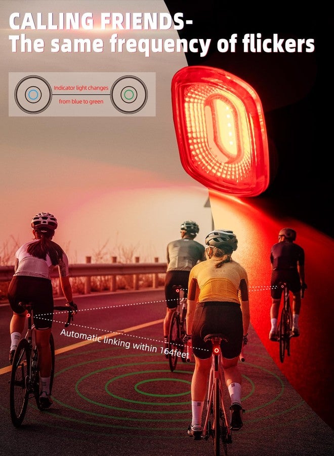 ROCKBROS Smart Bike Tail Light Brake Sensing Bicycle Rear Lights for Night Riding with IPX6 Waterproof, Type C USB Rechargeable - Image 2