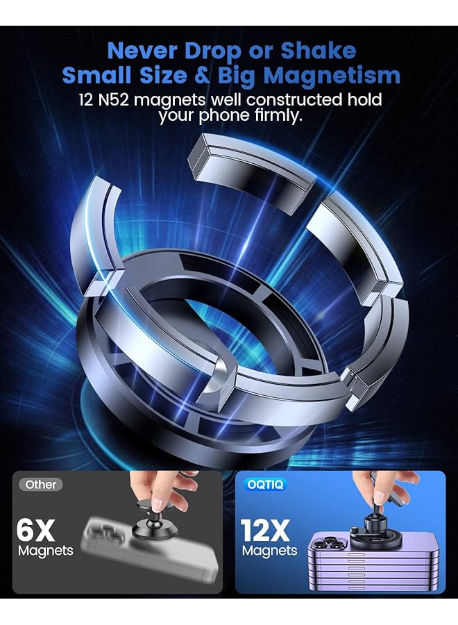 Excefore For Magsafe Car Mount Magnetic Phone Holder For Car Dash Mount Phone Holder Fit Curved Surface Flexible Rotation Compatible With Iphone 14 13 12 Pro Max Plus Mini, Magsafe Case - Image 4