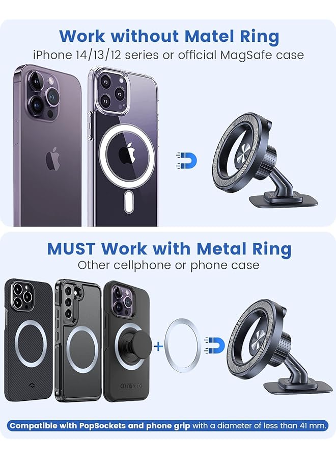 Excefore For Magsafe Car Mount Magnetic Phone Holder For Car Dash Mount Phone Holder Fit Curved Surface Flexible Rotation Compatible With Iphone 14 13 12 Pro Max Plus Mini, Magsafe Case - Image 5