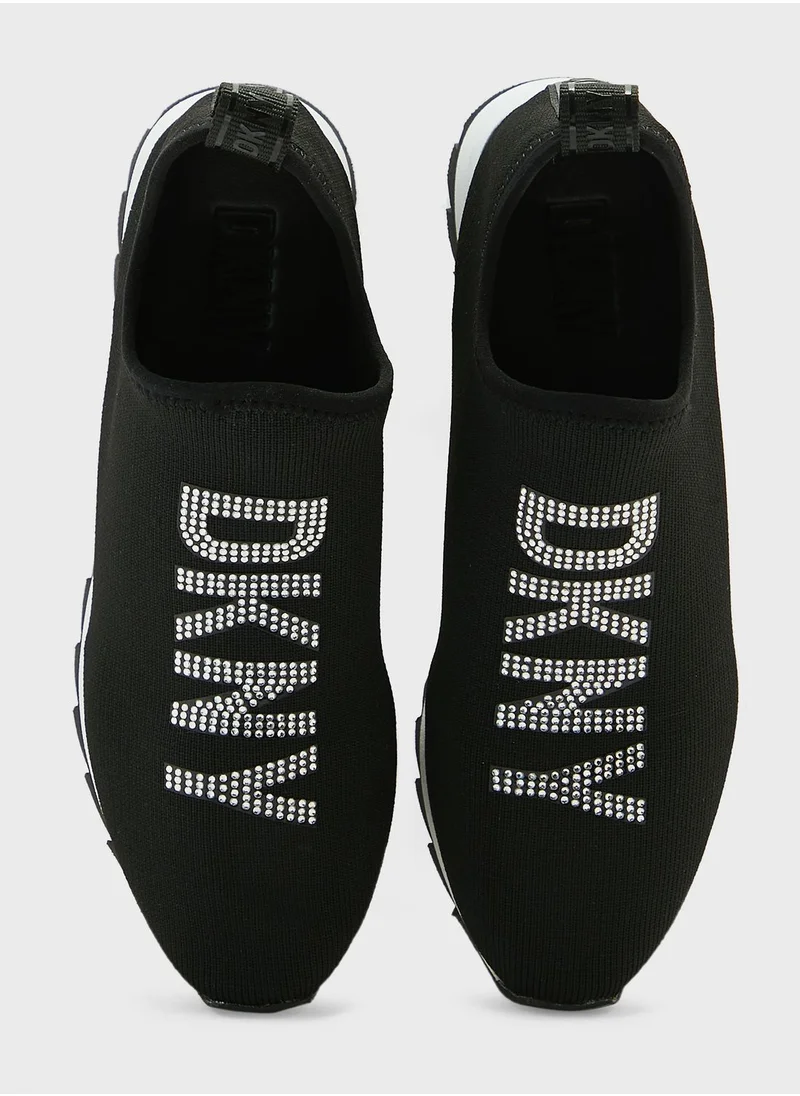 DKNY Abbi Rhinestone Logo  Low Top Sneakers