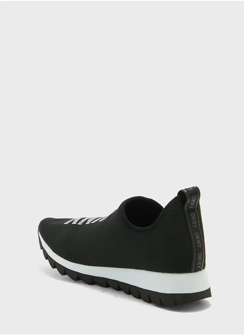 DKNY Abbi Rhinestone Logo  Low Top Sneakers