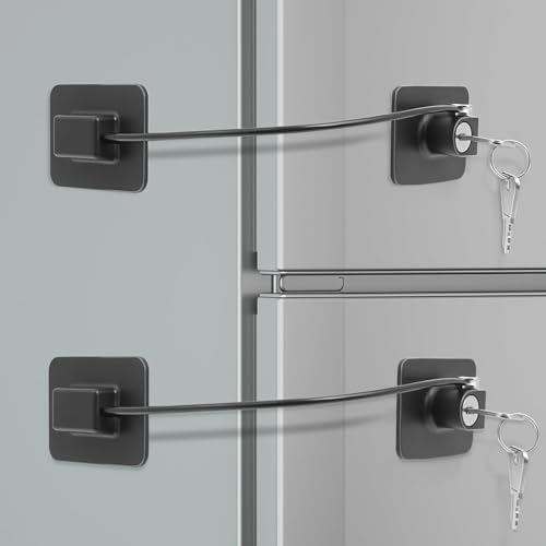ZODZE Child Safety Device Refrigerator Door Lock With Key And Adhesives, Cabinet Restrictor Cable For Baby And Toddler, Lock For Cupboards, Drawers, Fridge, Wardrobe (Pack Of 2),Assorted - Image 1