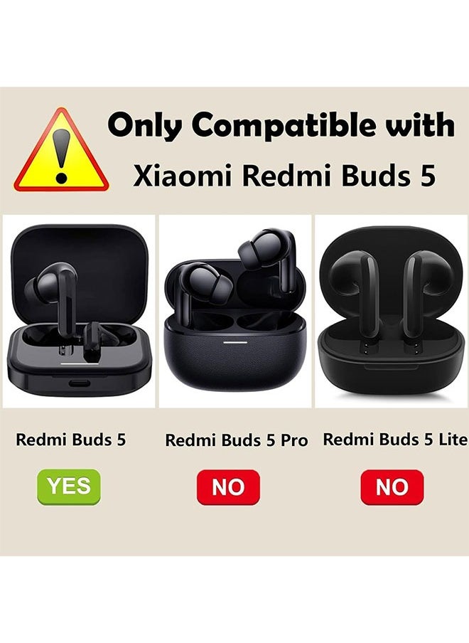 زفيف حافظة Redmi Buds 5، حافظة سيليكون متوافقة مع سماعات الأذن Redmi Buds 5، غطاء حماية لكامل الجسم مع سلسلة مفاتيح مضادة للفقدان (أسود)  - Image 2