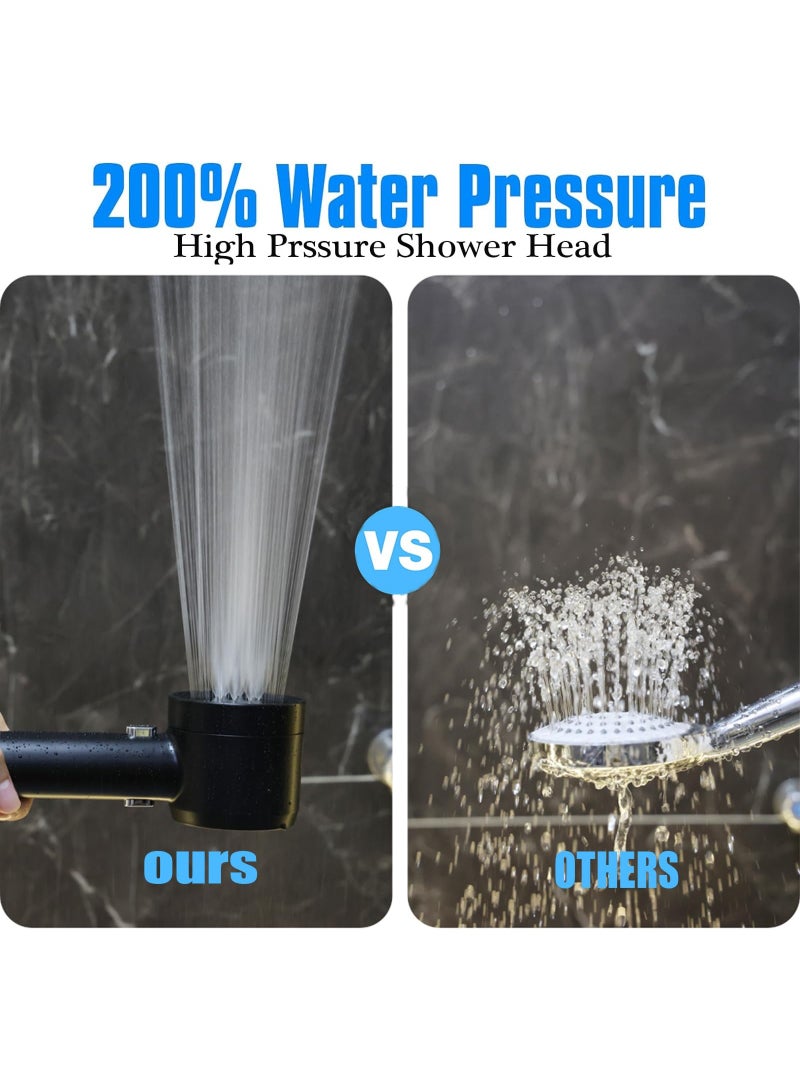 High Pressure Shower Head with Handheld,Shower Head with Filter with Pause Switch Water Saving Filter Showerhead, Filtered Shower with Hose, Bracket and Cotton Filter, Make Bathing Healthier (black) - Image 4