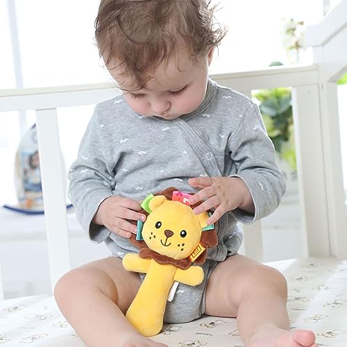 RIY Soft Baby Rattle Toys Plush Stuffed Animal Hand Rattles for Toddlers Girls Boys Development Infant ToysLion - Image 5