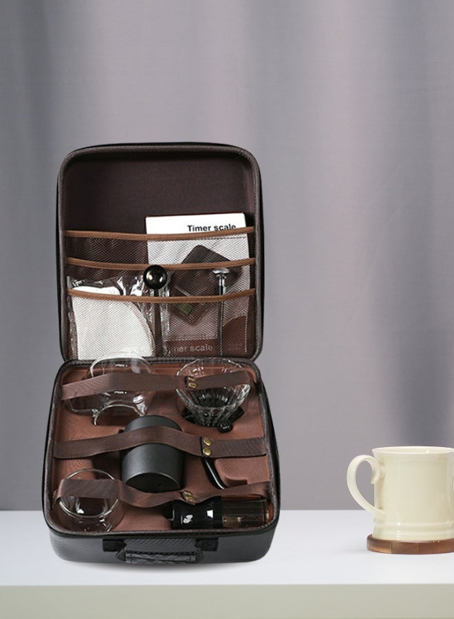 Portable Hand-Brew Coffee Maker Set for Travel & Camping – Manual Grinder + Kettle + Filters + Scale + Glass Cups + Storage Bag  - Image 2