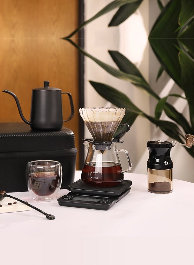 Portable Hand-Brew Coffee Maker Set for Travel & Camping – Manual Grinder + Kettle + Filters + Scale + Glass Cups + Storage Bag  - Image 4