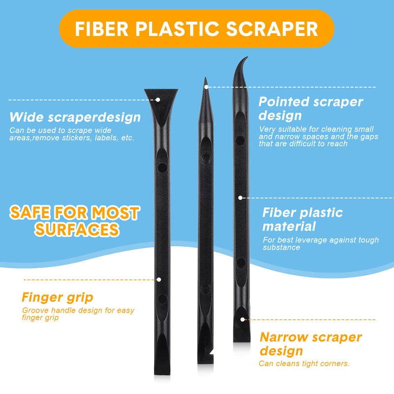 Honoson 9 Pieces Plastic Scraper Tool Scratch Free Crevice Cleaning Sticker Remover Tool Multipurpose Non Scratch Scrapers for Tight Spaces, Kitchen, Crevices, Auto Detailing, Paint - Image 2