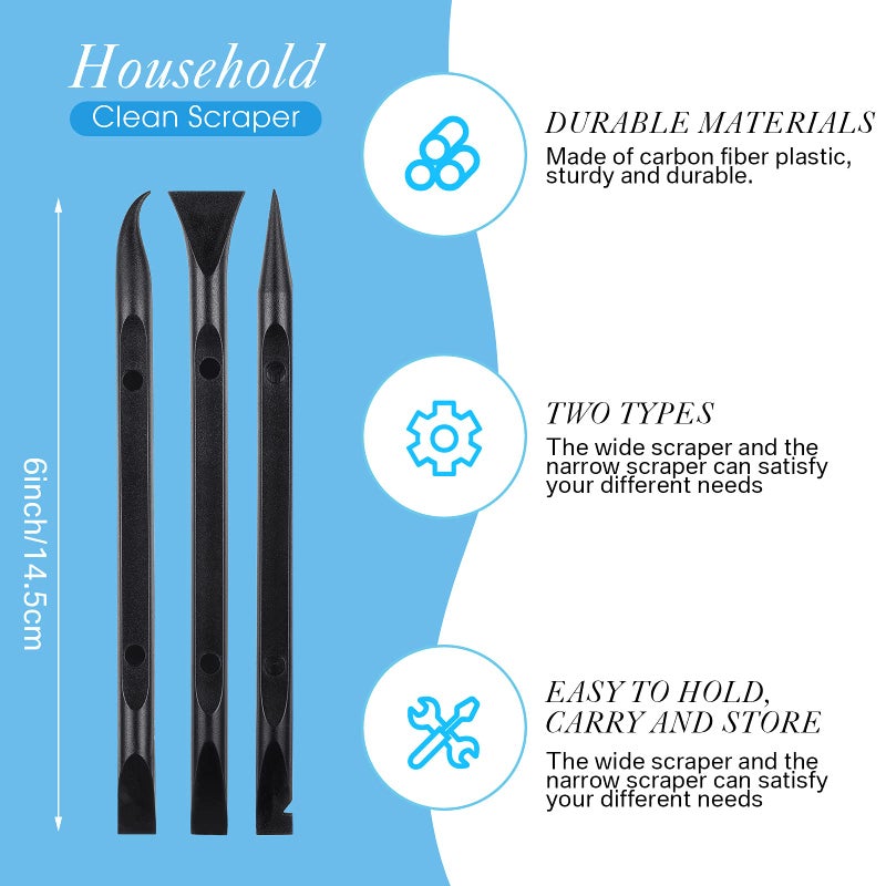 Honoson 9 Pieces Plastic Scraper Tool Scratch Free Crevice Cleaning Sticker Remover Tool Multipurpose Non Scratch Scrapers for Tight Spaces, Kitchen, Crevices, Auto Detailing, Paint - Image 3