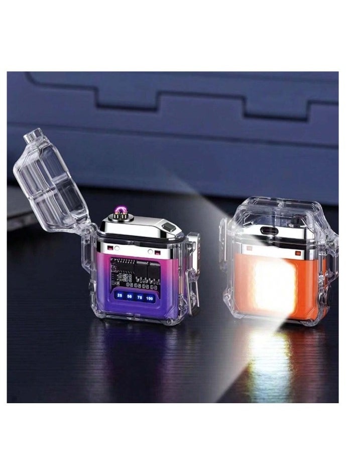 Oxi - Emergency lighter and LED flashlight, with tight protective cover, rechargeable, digital power indicator and flameless, transparent, 5.5 * 5 cm - Image 1