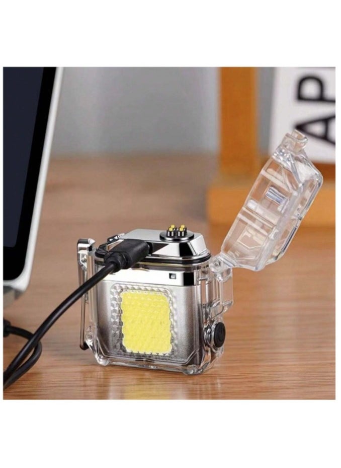 Oxi - Emergency lighter and LED flashlight, with tight protective cover, rechargeable, digital power indicator and flameless, transparent, 5.5 * 5 cm - Image 1