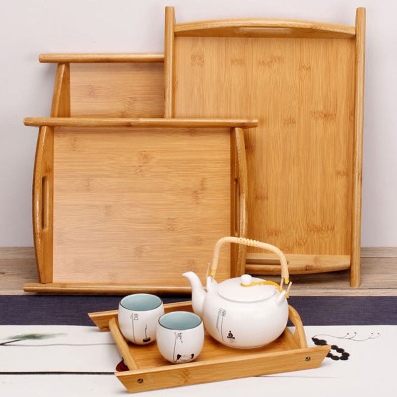 Bamboo Wooden Tray Rectangular Tea Cup With Handle El Restaurant Tray Binaural Pastry Bread Wooden Tray - Image 3