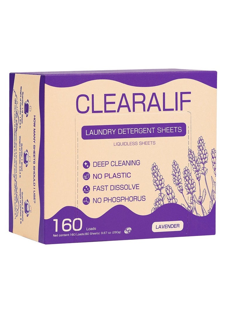 CLEARALIF Laundry Detergent Sheets Lavender 160 Loads, 80 Sheets  - Image 1