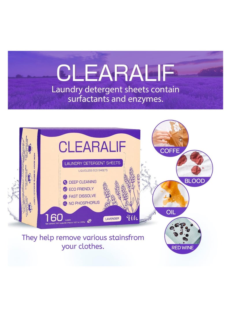 CLEARALIF Laundry Detergent Sheets Lavender 160 Loads, 80 Sheets  - Image 2