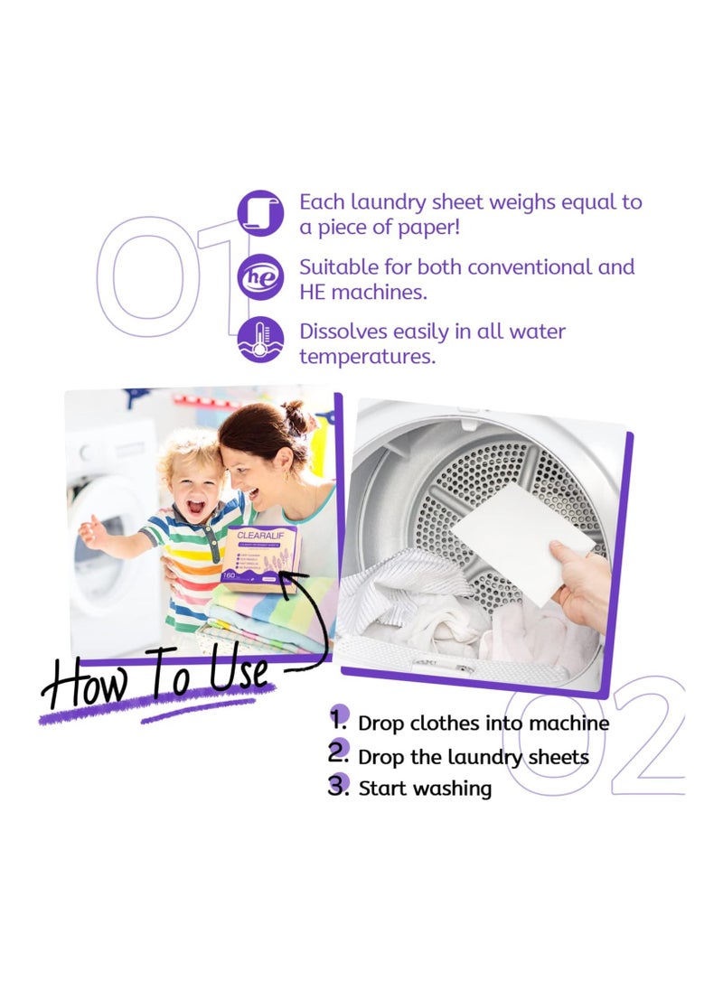 CLEARALIF Laundry Detergent Sheets Lavender 160 Loads, 80 Sheets  - Image 4